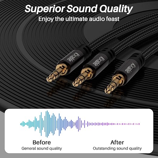 1/8 Inch TRS Stereo Y Splitter Cable 6FT, 3.5mm Male to 2-Male Y-Splitter - Image 6