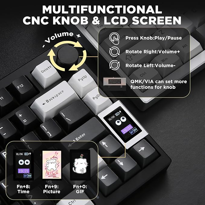 YUNZII AL80 Wireless Mechanical Keyboard, Full Aluminum CNC, Smart LCD Display - Image 7