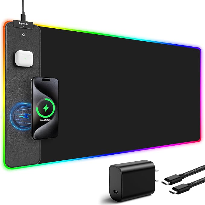 TopMade Wireless Charging RGB Mouse Pad, Waterproof Gaming Desk Mat by TopmadeProduct-Ordernow