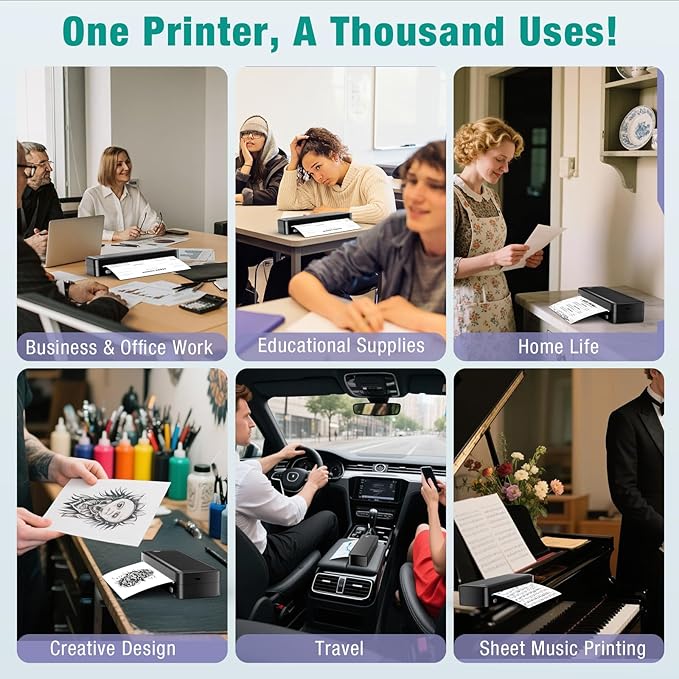 Portable Printer Wireless for Travel, Inkless Thermal Printer Supports 8.5 x 11 - Image 7
