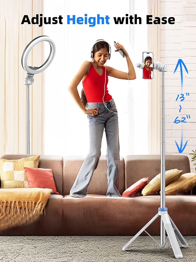 Kaiess 62" Phone Tripod & Selfie Stick, Extendable Photography Light Stand - Image 3