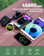 GOODaaa Solar Power Bank, 45800mAh Wireless Portable Charger Built-in Cables - Image 2