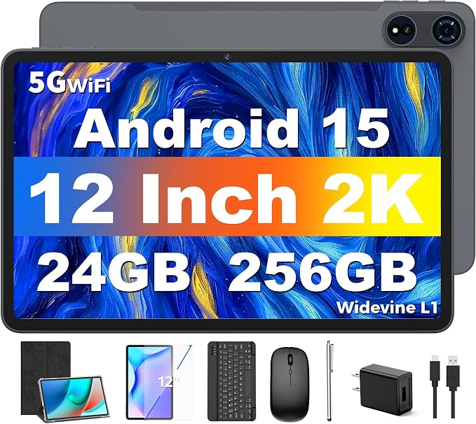 Tablet 12 inch Android 15 Tablets, 24GB（8+16）RAM+256 Storage, Android Tablet by Unknown
