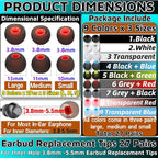 54Pcs Earbud Replacement Tips，Ear Bud Rubber Tips Silicone Earbud Tips Earbud - Image 2