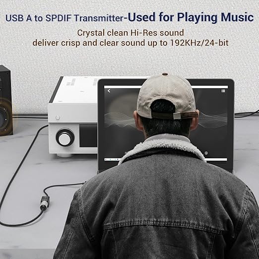 Cubilux USB A to TOSLINK Optical Audio Adapter, Unidirectional USB Type A to - Image 2
