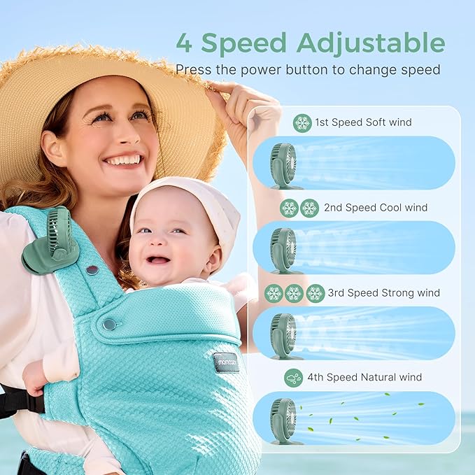 Momcozy Portable Fan with Clip | 4-Speed Mini-Fan - Image 3