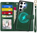 TUCCH Wallet Case for Galaxy S25 Ultra, 2 in 1 Wrist Strap RFID Blocking PU by TUCCH