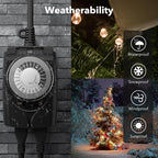 HBN Outdoor Timer Outlet Waterproof, 24 Hour Mechanical Light Timers - Image 6