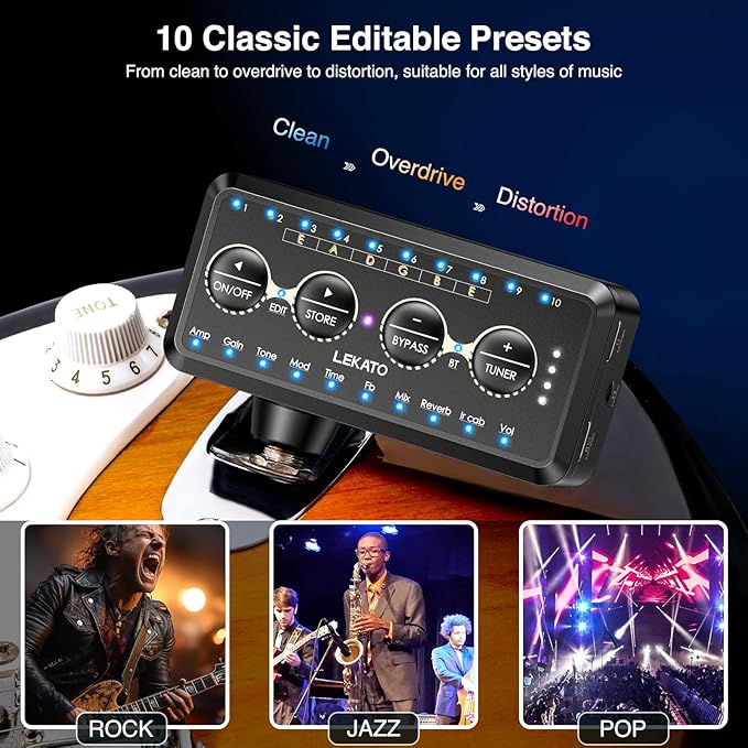 LEKATO Micro Guitar Headphone Amp Bass Guitar Headphone Amplifier - Image 5