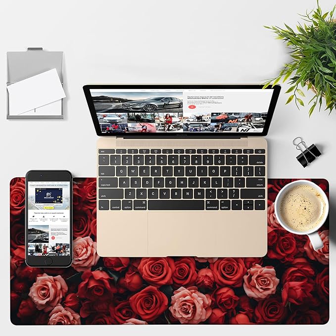 Beautiful Natural Roses Gaming Mouse Pad 3mm Thick Stitched Edge Waterproof - Image 4