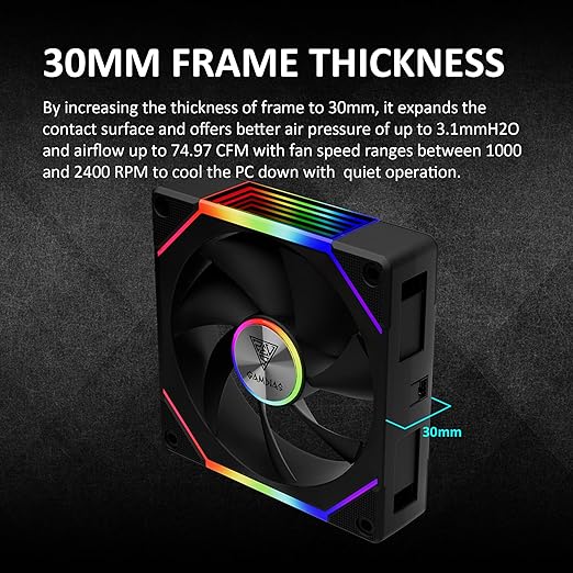 GAMDIAS AEOLUS P2-1203 120mm ARGB PWM Fan, Include Reverse Fan Blade x3 & - Image 7