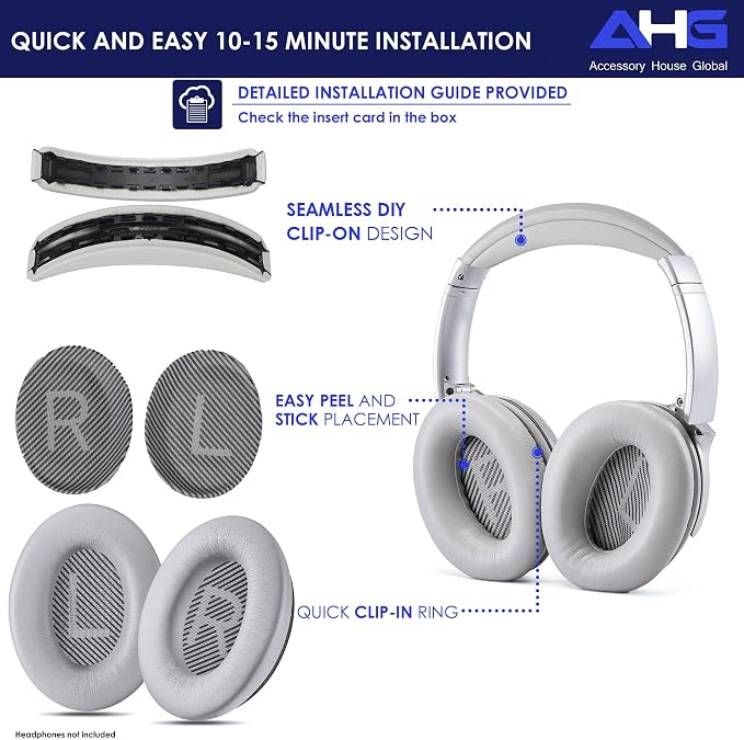 Replacement QC Ear Pad and Headband Pad Kit Cushion. Compatible - Image 8
