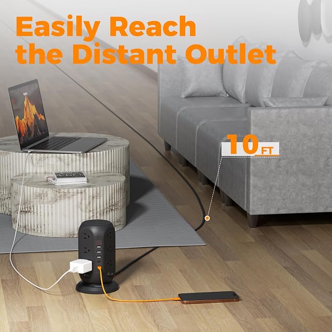 Black Surge Protector Power Strip - Image 5