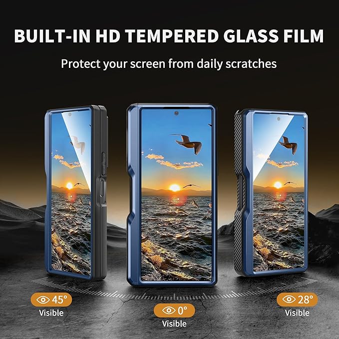 TONGATE for Z Fold 6 Case with Ring Stand, Built-in S Pen Holder & Glass Screen - Image 3