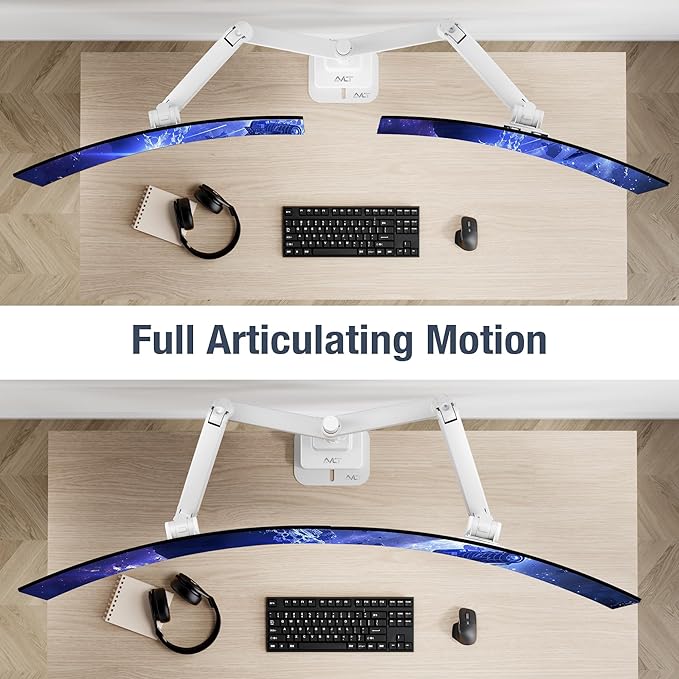 AVLT Dual 57 Inch Heavy Duty Stacking Monitor Arm Pole Top Mount - Image 6