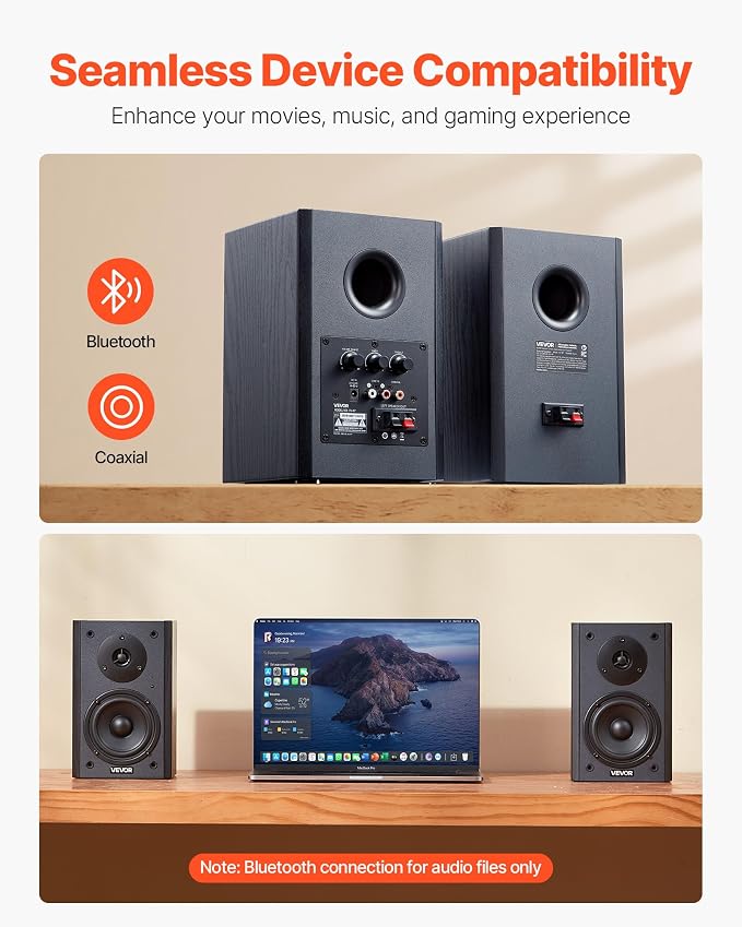 VEVOR Powered Bookshelf Speakers, 20W x 2, Active Studio Monitor Speaker - Image 4