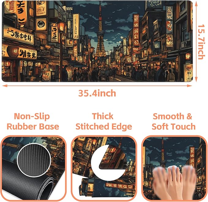 Mouse Pad Large Bustling Street Non-Slip Game Desk Mat - Image 3
