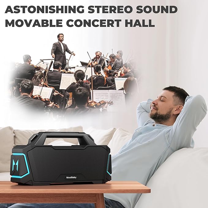 Bluetooth Speaker, Musibaby M1 Portable Bluetooth Speakers:Loud Stereo Sound - Image 2