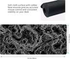 Black with White Topographic Line Large Mouse Pad, Gaming Keyboard Desk Pad - Image 3