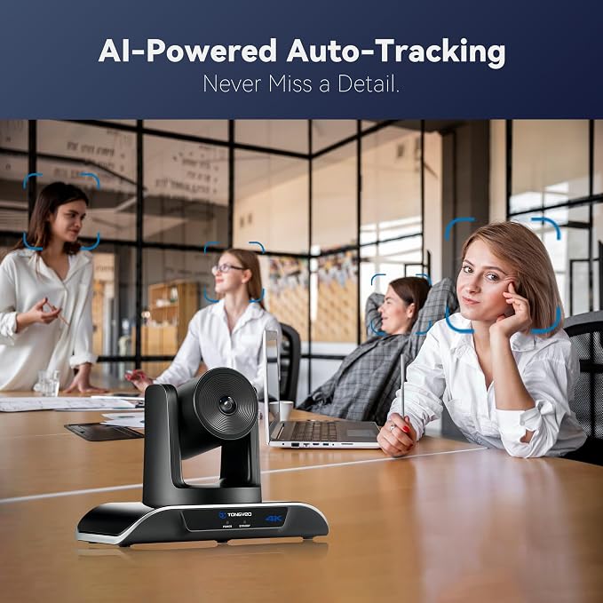 TONGVEO 4K PTZ Camera with AI-Powered Auto-Tracking 5X Digital Zoom USB 3.0 - Image 4