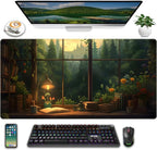Anime Dark Green Plants Desk Mat Cute XXL Large Extended Mouse Pad Gaming by LuckyCow