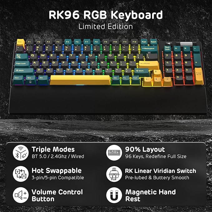 RK ROYAL KLUDGE RK96 RGB Limited Ed, 90% 96 Keys Wireless 3-Mode - Image 2