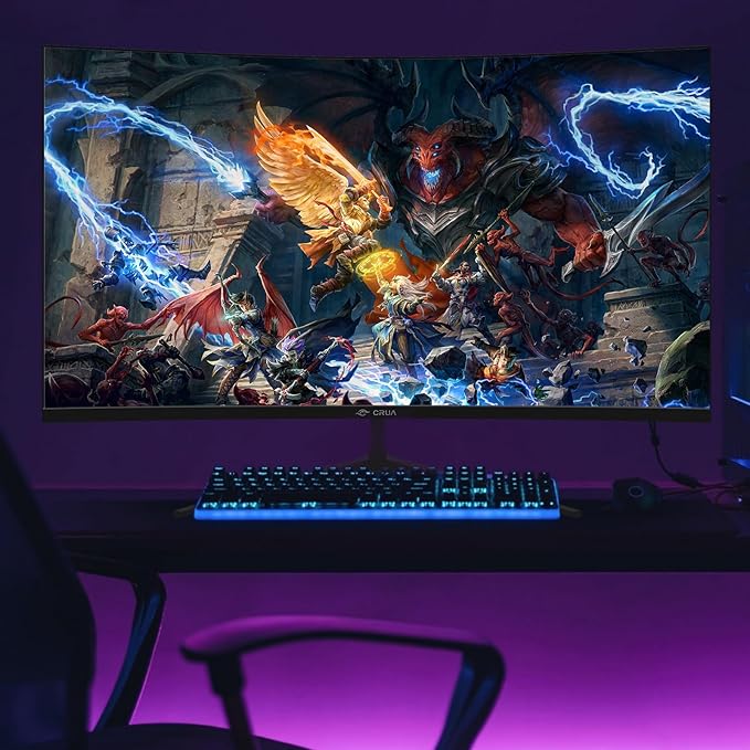 CRUA 32Inch Curved Gaming Monitor, FHD VA Screen 165Hz/200Hz, 1800R VA Screen - Image 7