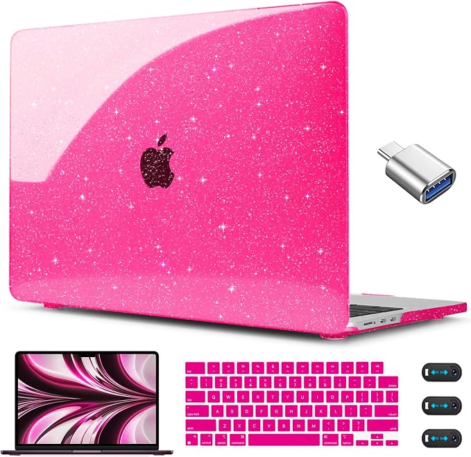 CISSOOK Compatible with MacBook Air 13.6 inch Case Glitter 2025 2024 2023 2022 by CISSOOK