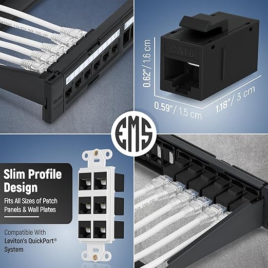 Everest Cat6 RJ45 Keystone Coupler in Black - Image 3