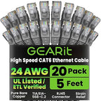 GearIT Cat 6 Ethernet Cable Cat6 Network Patch, Snagless Cord, Internet by GEARit