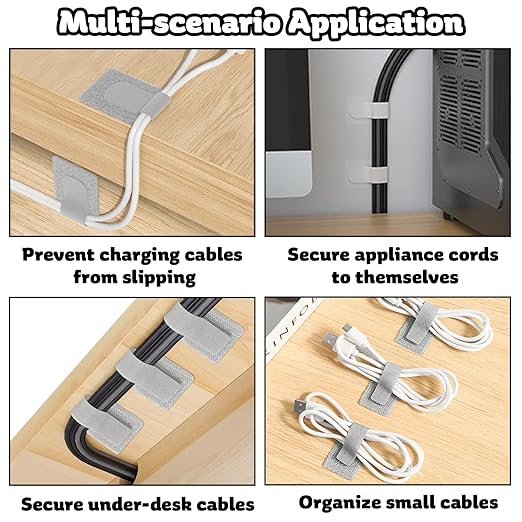 40 PCS Hook and Loop Cable Ties, Self-Adhesive Hook and Loop Cable Straps - Image 7
