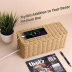 Handmade Cable Management Box Brown, Imitation Rattan Cord Organizer Cord Hider - Image 4