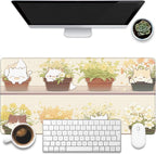 Desk Pad, Cute Cat Potted Plant Desk Mat, Anime Kawaii Cat Large Gaming Mouse by KOAIWPAE