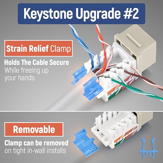 Everest 45° Angled RJ45 Cat5e Keystone Jacks 50-Pack in Ivory - Image 4