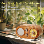Oncheer Portable Retro Vintage Bluetooth Speaker Radio, FM/AM/SW 3 Band - Image 2