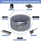 1/4 inch Extension Cable 20ft, 1/4" inch Male to Female Stereo Guitar Extension - Image 4
