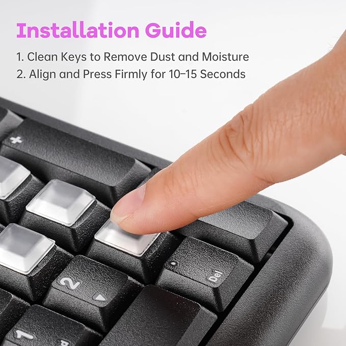Tomorotec 80PCS Clear Silicone Raised Keyboard Key Cover Stickers - Image 6
