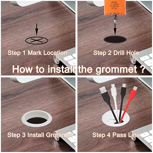Desk Grommet 2 inch with Hole Saw, Desk Cord Hole Cover Grommet - Image 4