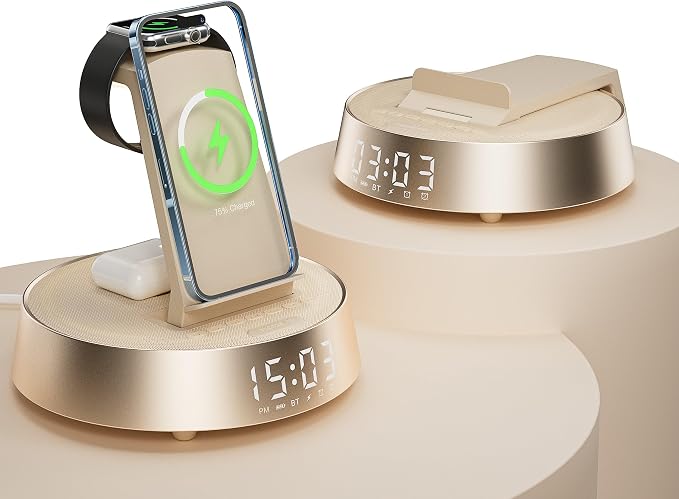 Alarm Clock with Wireless Charging Station, Clock by FREEFISH