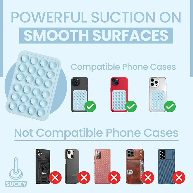 SUCKY Silicone Suction Phone Case Adhesive Octo Cup Buddy Mount - Image 6