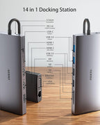 USB C Docking Station 4 Monitor, 14 in 1 Laptop Docking Station 3 Monitor Quad - Image 2
