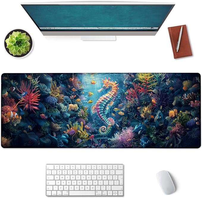 Seahorse Large Mouse Pad, Gaming Mouse Pad, Keyboard Mat, Non-Slip Rubber Base by Unknown