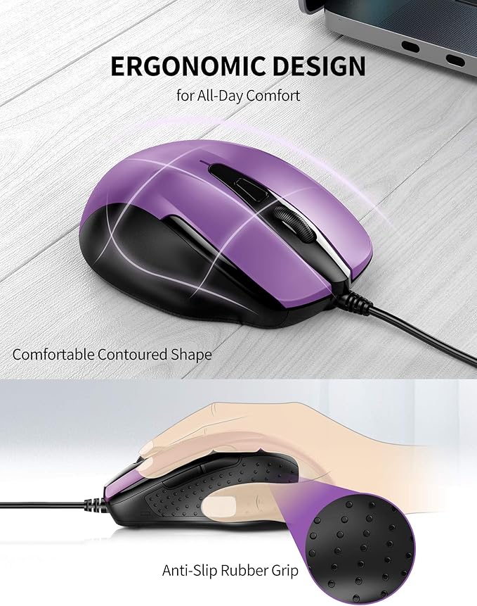 TECKNET USB Wired 6-Button Mouse - Image 4