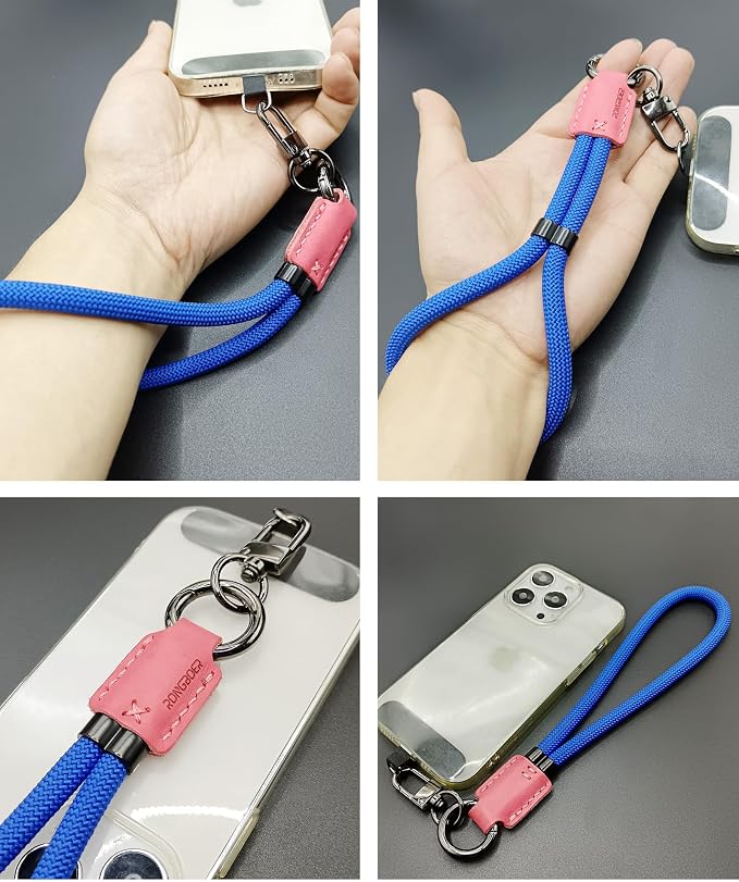 Handmade Cowhide Leather Phone Wrist Strap, Universal Adjustable Key Lanyard - Image 2