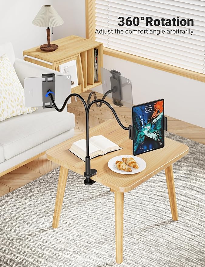 Flexible Gooseneck Tablet Holder, 360° Adjustable Phone Mount - Image 4