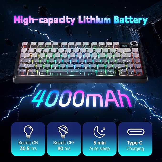 LEOBOG x Aula F75 MAX Wireless Gaming Keyboard w/Smart Display & Knob, 75% Hot - Image 2