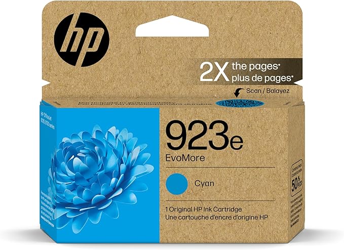 HP 923e EvoMore High Yield Cyan Ink Cartridge | Works OfficeJet 8120 Series by HP