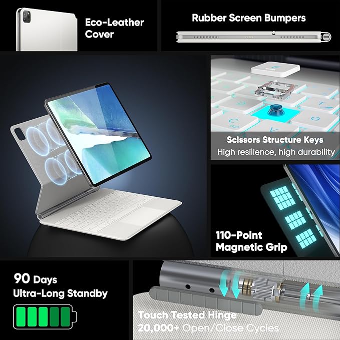 doqo Keyboard case for iPad Air 13 2024/ 2025 and iPad Pro 12.9, Magic Keyboard - Image 3