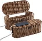 FairyHaus Cable Management Box 2Pack Brown, Handwoven Large and Small Cable by FairyHaus