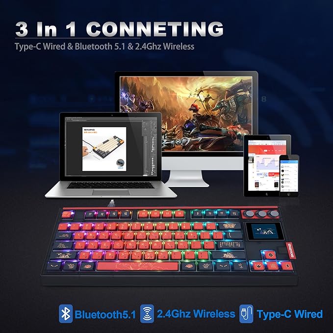 MOLGRIA SKYLOONG GK87 JIUWEI Pudding Keycaps RGB Backlit Gaming Keyboard - Image 5